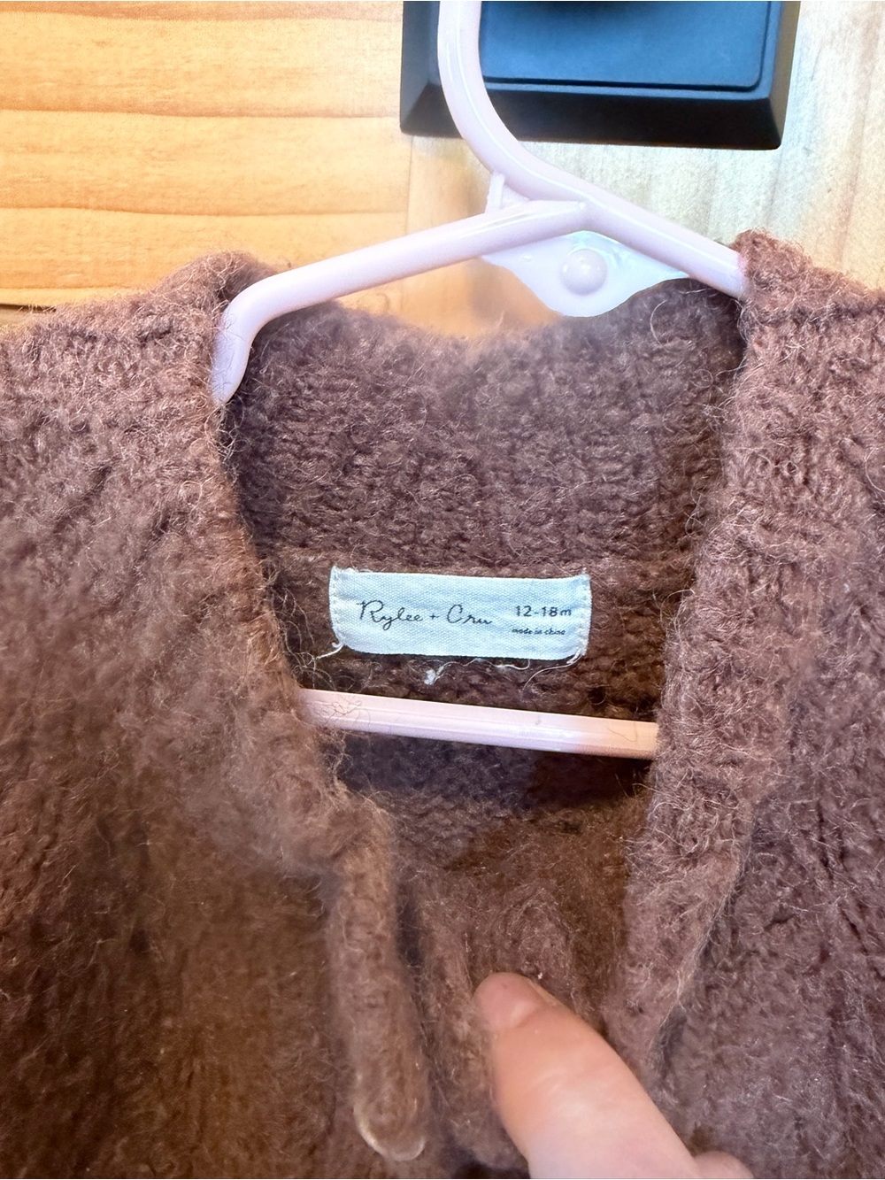 Rylee + Cru - Baby/Toddler Brown Button‑Front Knit Cardigan - Picture 2 of 3